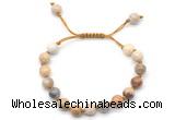 CGB8662 8mm,10mm round fossil coral adjustable macrame bracelets