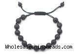 CGB8668 8mm,10mm round black lava adjustable macrame bracelets