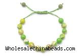 CGB8672 8mm,10mm round green sea sediment jasper adjustable macrame bracelets