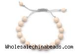 CGB8673 8mm,10mm round white fossil jasper adjustable macrame bracelets