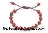 CGB8678 8mm,10mm round red jasper adjustable macrame bracelets