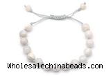 CGB8698 8mm,10mm round white crazy lace agate adjustable macrame bracelets