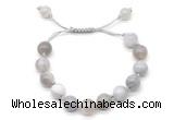 CGB8707 8mm,10mm round grey banded agate adjustable macrame bracelets