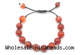 CGB8711 8mm,10mm round red banded agate adjustable macrame bracelets