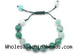 CGB8712 8mm,10mm round green banded agate adjustable macrame bracelets