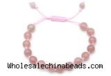 CGB8744 8mm,10mm round strawberry quartz adjustable macrame bracelets