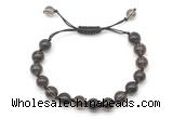 CGB8745 8mm,10mm round smoky quartz adjustable macrame bracelets