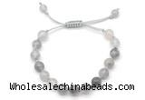 CGB8746 8mm,10mm round cloudy quartz adjustable macrame bracelets