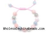 CGB8757 8mm,10mm round morganite adjustable macrame bracelets