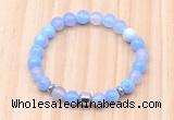 CGB8861 8mm, 10mm blue agate, drum & rondelle hematite beaded bracelets