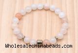 CGB8864 8mm, 10mm pink aventurine, drum & rondelle hematite beaded bracelets