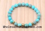 CGB8872 8mm, 10mm blue sea sediment jasper, drum & rondelle hematite beaded bracelets