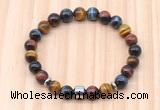 CGB8888 8mm, 10mm colorful tiger eye, drum & rondelle hematite beaded bracelets