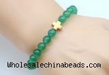 CGB8892 8mm, 10mm green agate & cross hematite power beads bracelets