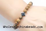 CGB8900 8mm, 10mm picture jasper & cross hematite power beads bracelets