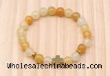 CGB8925 8mm, 10mm yellow aventurine, cross & rondelle hematite beaded bracelets