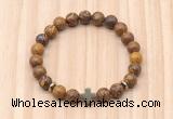 CGB8929 8mm, 10mm elephant skin jasper, cross & rondelle hematite beaded bracelets