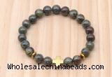 CGB8931 8mm, 10mm dragon blood jasper, cross & rondelle hematite beaded bracelets