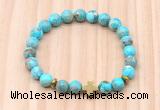 CGB8932 8mm, 10mm blue sea sediment jasper, cross & rondelle hematite beaded bracelets