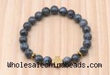 CGB8940 8mm, 10mm black labradorite, cross & rondelle hematite beaded bracelets