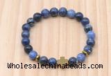 CGB8945 8mm, 10mm sodalite, cross & rondelle hematite beaded bracelets