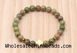 CGB8947 8mm, 10mm unakite, cross & rondelle hematite beaded bracelets