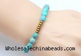 CGB8962 8mm, 10mm blue sea sediment jasper & rondelle hematite beaded bracelets