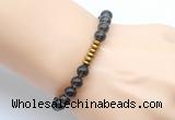 CGB8973 8mm, 10mm smoky quartz & rondelle hematite beaded bracelets