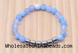 CGB8981 8mm, 10mm blue agate & drum hematite beaded bracelets