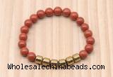 CGB8987 8mm, 10mm red jasper & drum hematite beaded bracelets