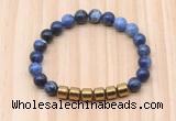 CGB9005 8mm, 10mm sodalite & drum hematite beaded bracelets