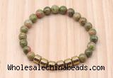 CGB9007 8mm, 10mm unakite & drum hematite beaded bracelets