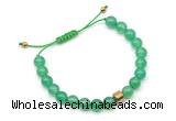 CGB9022 8mm, 10mm green agate & drum hematite adjustable bracelets