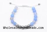 CGB9061 8mm, 10mm blue agate & drum hematite adjustable bracelets