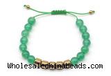 CGB9062 8mm, 10mm green agate & drum hematite adjustable bracelets