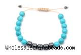 CGB9086 8mm, 10mm turquoise & drum hematite adjustable bracelets