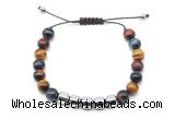 CGB9088 8mm, 10mm colorful tiger eye & drum hematite adjustable bracelets