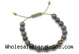 CGB9111 8mm, 10mm dragon blood jasper & rondelle hematite adjustable bracelets