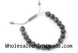 CGB9118 8mm, 10mm grey opal & rondelle hematite adjustable bracelets