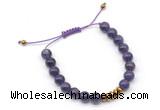 CGB9124 8mm, 10mm amethyst & rondelle hematite adjustable bracelets