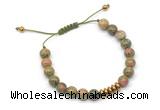 CGB9127 8mm, 10mm unakite & rondelle hematite adjustable bracelets