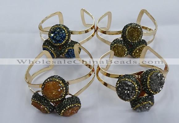 CGB915 20mm - 22mm coin druzy agate gemstone bangles wholesale