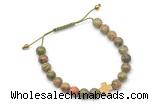 CGB9167 8mm, 10mm unakite & cross hematite adjustable bracelets