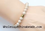 CGB9245 8mm, 10mm white fossil jasper & drum hematite power beads bracelets