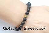 CGB9247 8mm, 10mm coffee wooden jasper & drum hematite power beads bracelets