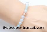 CGB9255 8mm, 10mm sea blue banded agate & drum hematite power beads bracelets