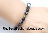 CGB9259 8mm, 10mm black banded agate & drum hematite power beads bracelets