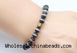 CGB9270 8mm, 10mm Tibetan agate & drum hematite power beads bracelets