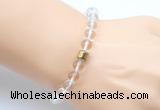 CGB9285 8mm, 10mm white crystal & drum hematite power beads bracelets