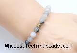 CGB9288 8mm, 10mm black rutilated quartz & drum hematite power beads bracelets